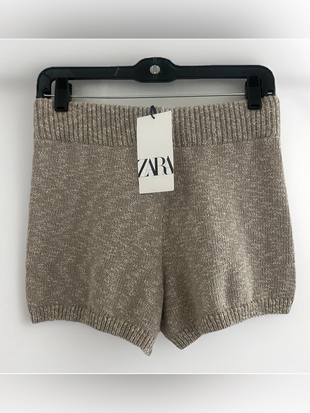 NWT ZARA Linen Blend Knit High-Waist Shorts Medium